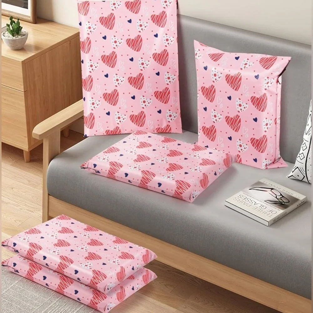 10 Count Polymailer Size Variety Bundle - HEARTS (5/6x9 + 5/10x13)